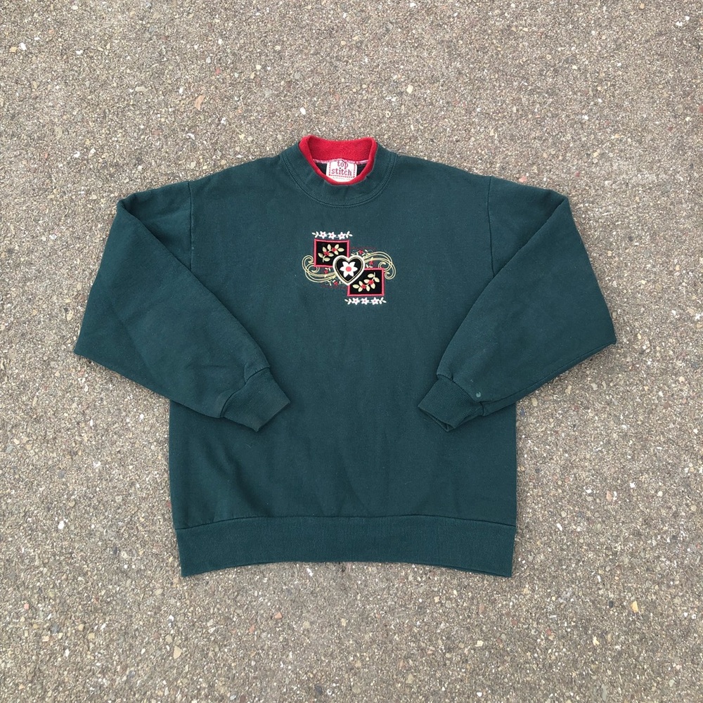 Vintage top stitch crewneck sweater pullover 🧶